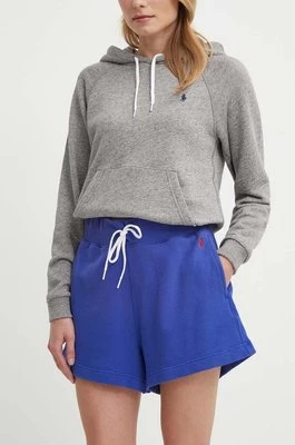 Polo Ralph Lauren szorty bawełniane kolor fioletowy gładkie high waist 211935586