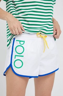Polo Ralph Lauren szorty damskie kolor biały gładkie medium waist
