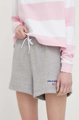 Polo Ralph Lauren szorty damskie kolor szary melanżowe high waist