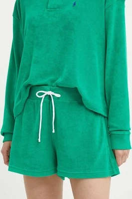 Polo Ralph Lauren szorty damskie kolor zielony gładkie high waist 211936222