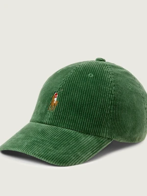 POLO RALPH LAUREN Sztruksowa bejsbolówka | z dodatkiem skóry zielony