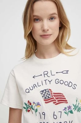 Polo Ralph Lauren t-shirt bawełniany damski kolor beżowy 211935595