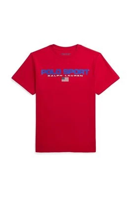 Polo Ralph Lauren t-shirt bawełniany dziecięcy kolor czerwony z nadrukiem