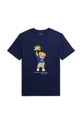 Polo Ralph Lauren t-shirt bawełniany dziecięcy kolor granatowy z nadrukiem 323853828033
