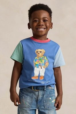 Polo Ralph Lauren t-shirt bawełniany dziecięcy kolor niebieski z nadrukiem