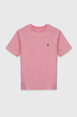 Polo Ralph Lauren t-shirt bawełniany dziecięcy kolor różowy gładki