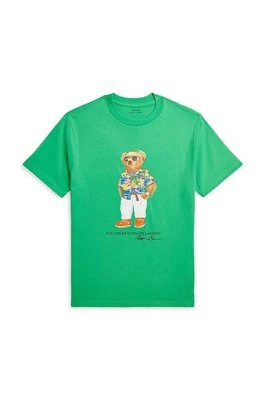 Polo Ralph Lauren t-shirt bawełniany dziecięcy kolor zielony z nadrukiem
