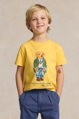 Polo Ralph Lauren t-shirt bawełniany dziecięcy kolor żółty z nadrukiem
