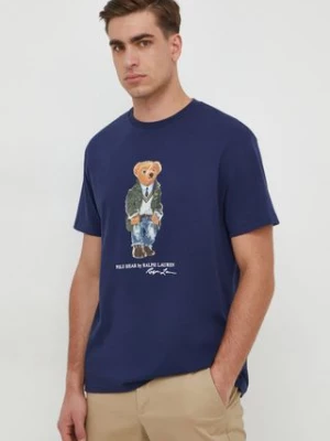 Polo Ralph Lauren t-shirt bawełniany kolor granatowy z nadrukiem