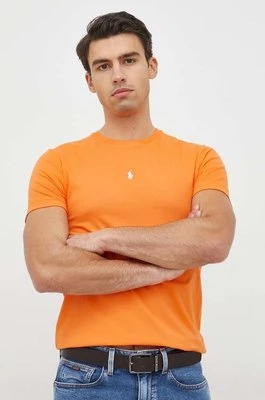 Polo Ralph Lauren t-shirt bawełniany kolor pomarańczowy gładki