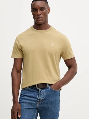 Polo Ralph Lauren t-shirt bawełniany męski kolor beżowy gładki 710916698