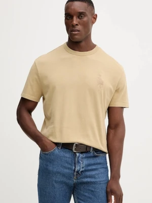 Polo Ralph Lauren t-shirt bawełniany męski kolor beżowy gładki 710936509