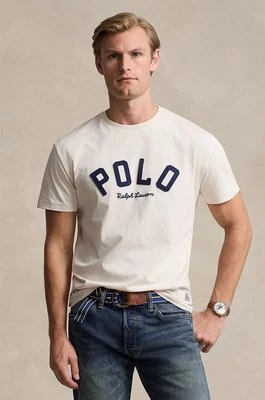 Polo Ralph Lauren t-shirt bawełniany męski kolor beżowy z aplikacją 710952043