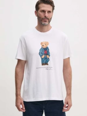 Polo Ralph Lauren t-shirt bawełniany męski kolor beżowy z nadrukiem