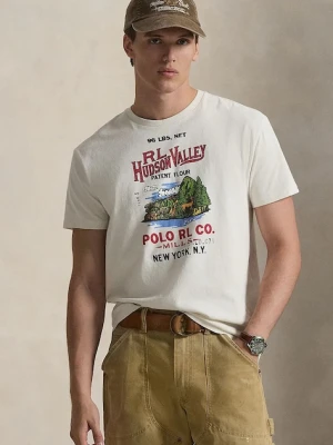 Polo Ralph Lauren t-shirt bawełniany męski kolor beżowy z nadrukiem 710P04979