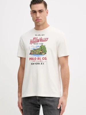 Polo Ralph Lauren t-shirt bawełniany męski kolor beżowy z nadrukiem 710P04979