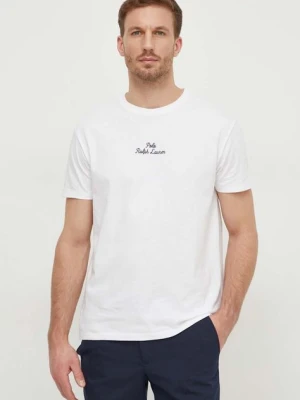 Polo Ralph Lauren t-shirt bawełniany męski kolor biały gładki