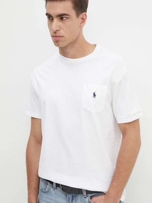 Polo Ralph Lauren t-shirt bawełniany męski kolor biały gładki 710707095