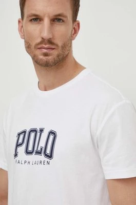 Polo Ralph Lauren t-shirt bawełniany męski kolor biały z nadrukiem
