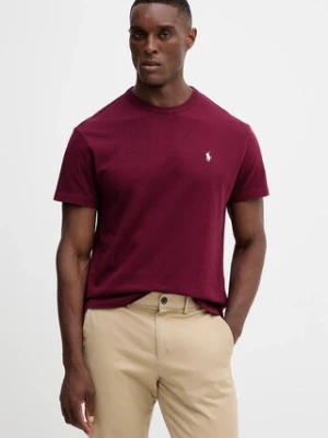 Polo Ralph Lauren t-shirt bawełniany męski kolor bordowy gładki 710916698