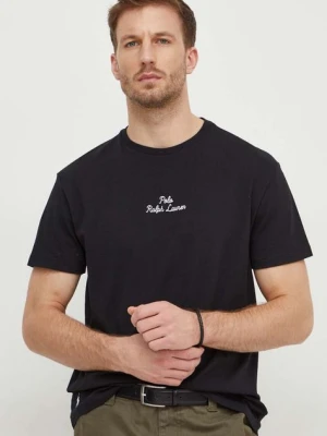 Polo Ralph Lauren t-shirt bawełniany męski kolor czarny gładki