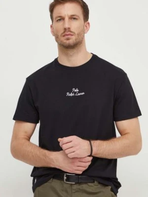 Polo Ralph Lauren t-shirt bawełniany męski kolor czarny gładki