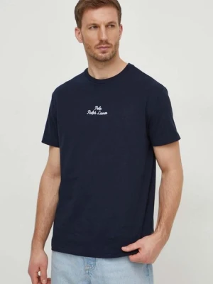 Polo Ralph Lauren t-shirt bawełniany męski kolor granatowy gładki
