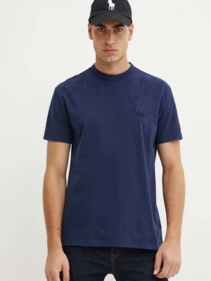 Polo Ralph Lauren t-shirt bawełniany męski kolor granatowy gładki 710936509