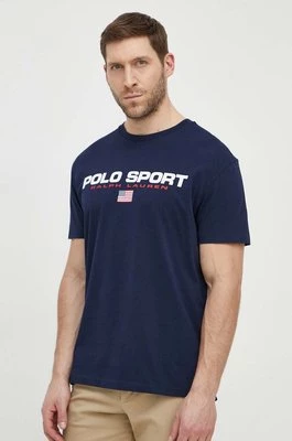 Polo Ralph Lauren t-shirt bawełniany męski kolor granatowy z nadrukiem 710750444