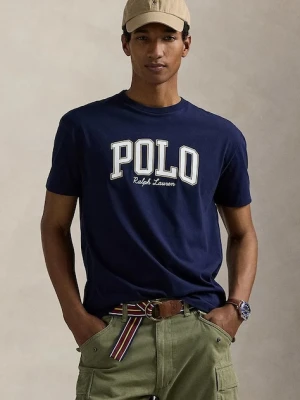 Polo Ralph Lauren t-shirt bawełniany męski kolor granatowy z nadrukiem 710P00086