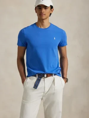 Polo Ralph Lauren t-shirt bawełniany męski kolor niebieski gładki 710671438