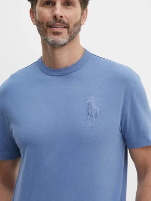 Polo Ralph Lauren t-shirt bawełniany męski kolor niebieski gładki 710936509