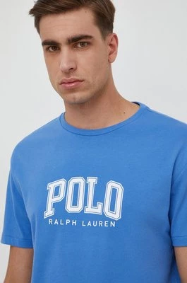 Polo Ralph Lauren t-shirt bawełniany męski kolor niebieski z nadrukiem