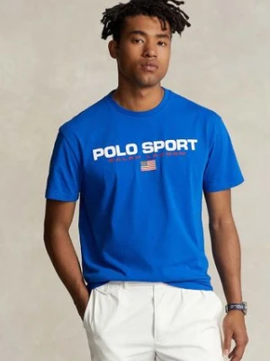 Polo Ralph Lauren t-shirt bawełniany męski kolor niebieski z nadrukiem 710750444