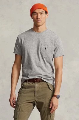 Polo Ralph Lauren t-shirt bawełniany męski kolor szary gładki 710707095