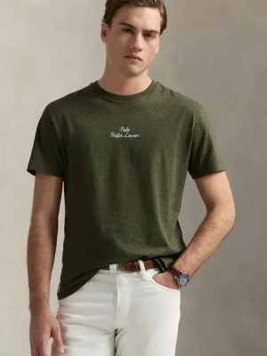 Polo Ralph Lauren t-shirt bawełniany męski kolor zielony gładki