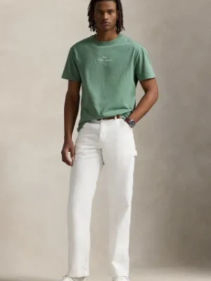 Polo Ralph Lauren t-shirt bawełniany męski kolor zielony gładki 710936585