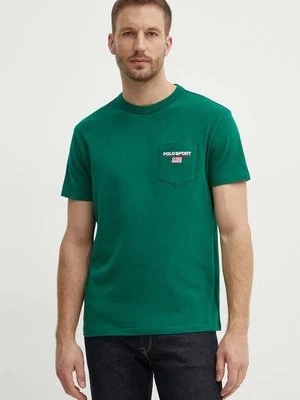 Polo Ralph Lauren t-shirt bawełniany męski kolor zielony z aplikacją 710938452