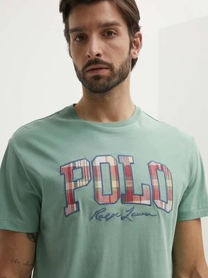 Polo Ralph Lauren t-shirt bawełniany męski kolor zielony z aplikacją 710941855