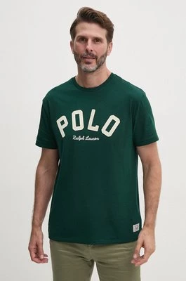 Polo Ralph Lauren t-shirt bawełniany męski kolor zielony z aplikacją 710952043