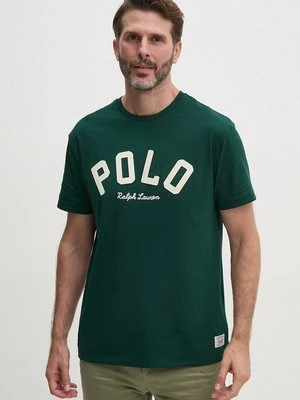 Polo Ralph Lauren t-shirt bawełniany męski kolor zielony z aplikacją 710952043