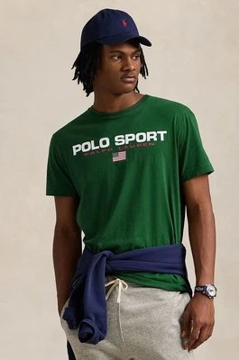 Polo Ralph Lauren t-shirt bawełniany męski kolor zielony z nadrukiem 710750444