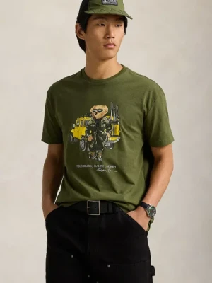 Polo Ralph Lauren t-shirt bawełniany męski kolor zielony z nadrukiem 710854497