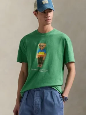 Polo Ralph Lauren t-shirt bawełniany męski kolor zielony z nadrukiem 710973138