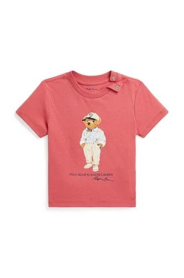Polo Ralph Lauren t-shirt bawełniany niemowlęcy kolor czerwony z nadrukiem 320853828032