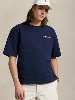 Polo Ralph Lauren t-shirt bawełniany Tee męski kolor granatowy gładki 710964714