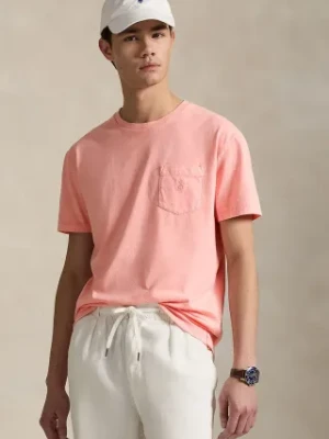 Polo Ralph Lauren t-shirt bawełniany Tee męski kolor różowy gładki 710969628