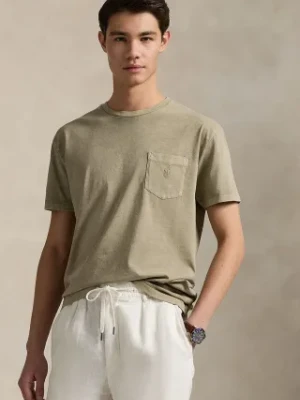 Polo Ralph Lauren t-shirt bawełniany Tee męski kolor zielony gładki 710969628