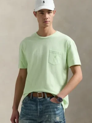 Polo Ralph Lauren t-shirt bawełniany Tee męski kolor zielony gładki 710969628