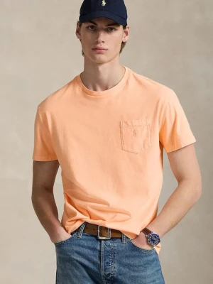 Polo Ralph Lauren t-shirt bawełniany Tee męski kolor żółty gładki 710969628